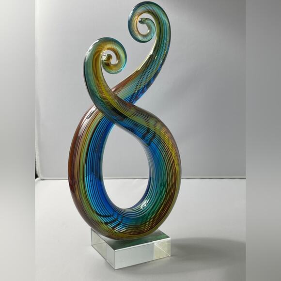Art Glass Swirl Sculpture 9"‎ Tall Rainbow - Picture 5 of 15
